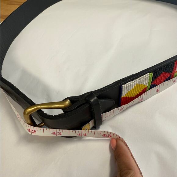 BeadWORKS Kenya Pana Beaded Leather Belt Blk Sz 38 - Picture 6 of 6